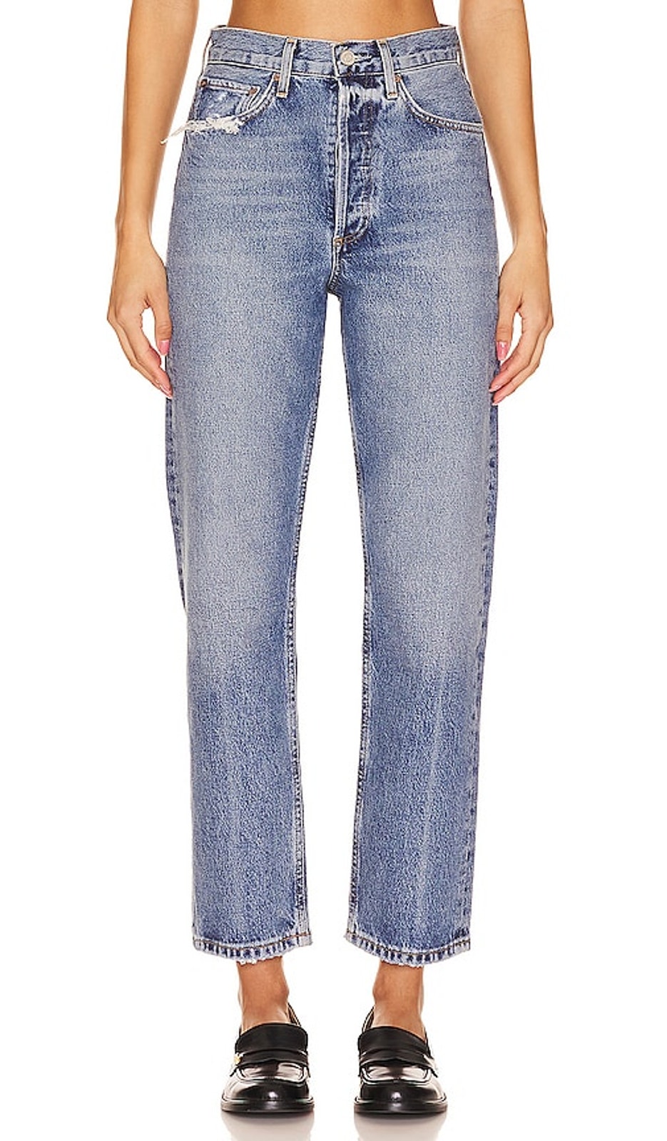 Agolde Vintage Blue 90s Crop Hooked Denim Jeans Size 25